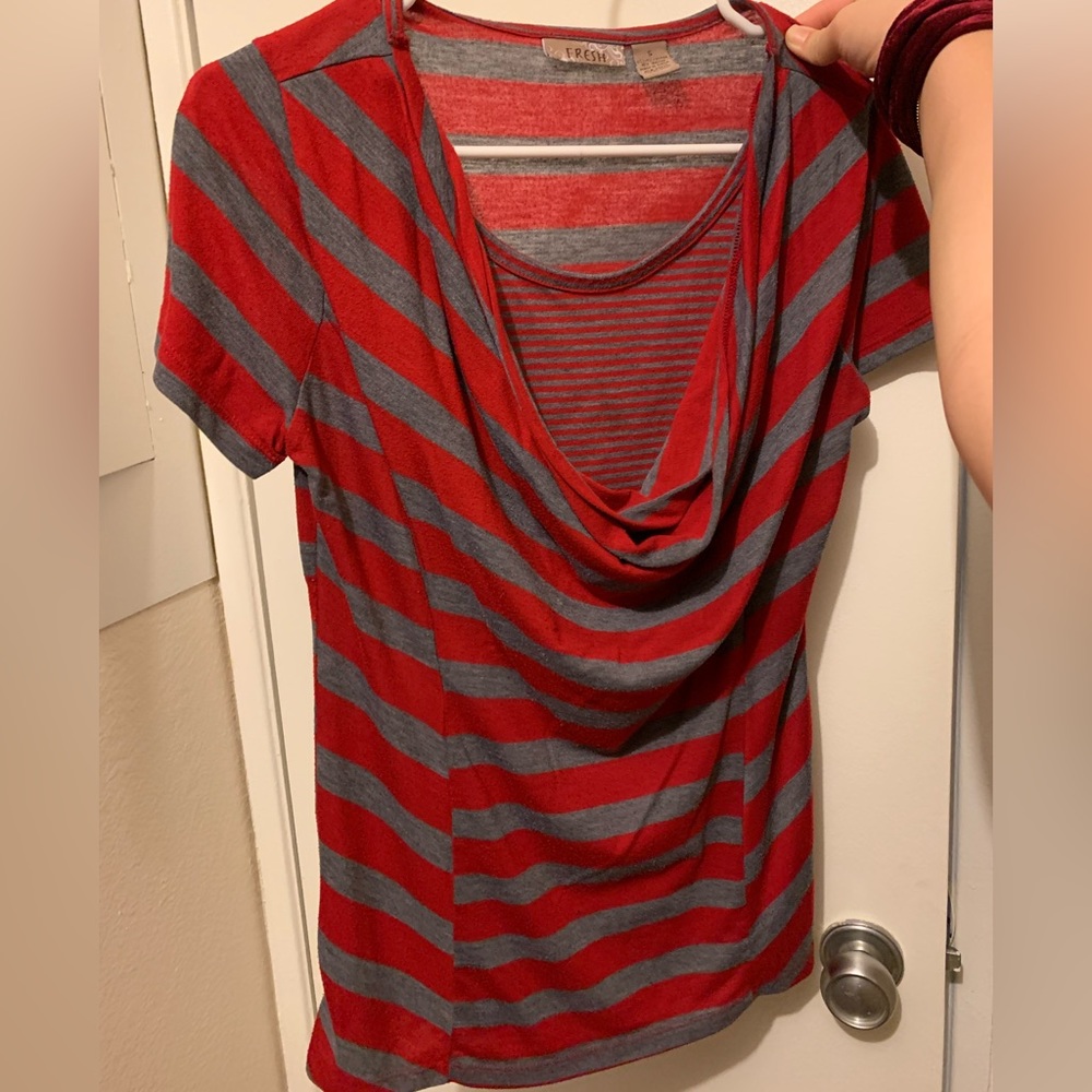 Fresh Striped Ruffled Blouse Size M - Picture 3 of 4